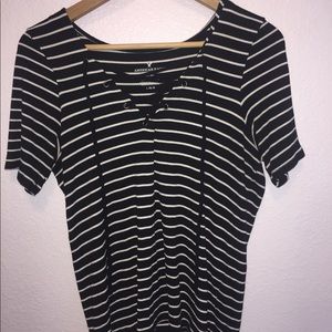 Lace up short sleeve shirt