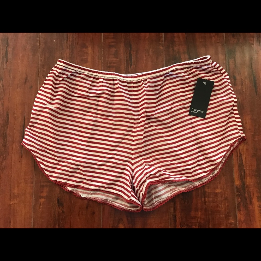 NWT! Red & white striped 100 percent cotton shorts