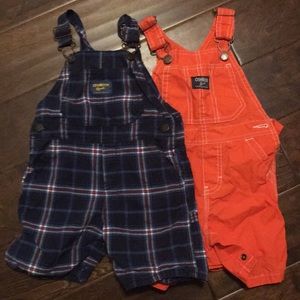 2 pair Oshkosh overall shorts 24 months