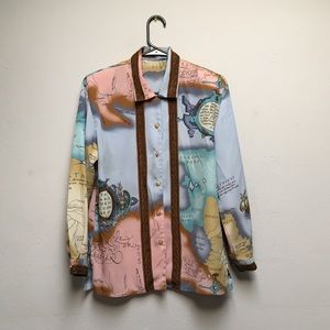 Vintage world map blouse.