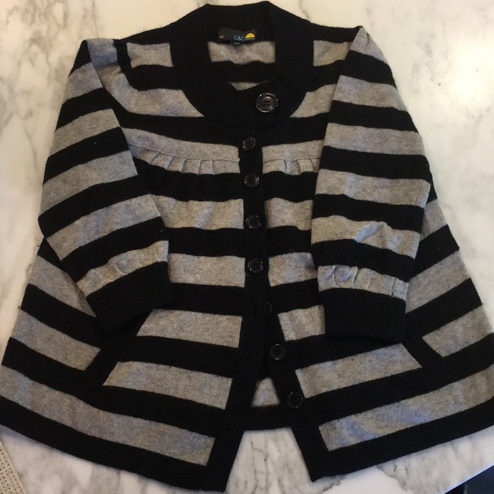 C&C California cashmere striped cardigan sweater
