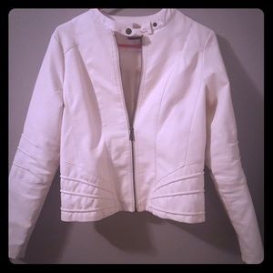 Off White Faux Leather Jacket