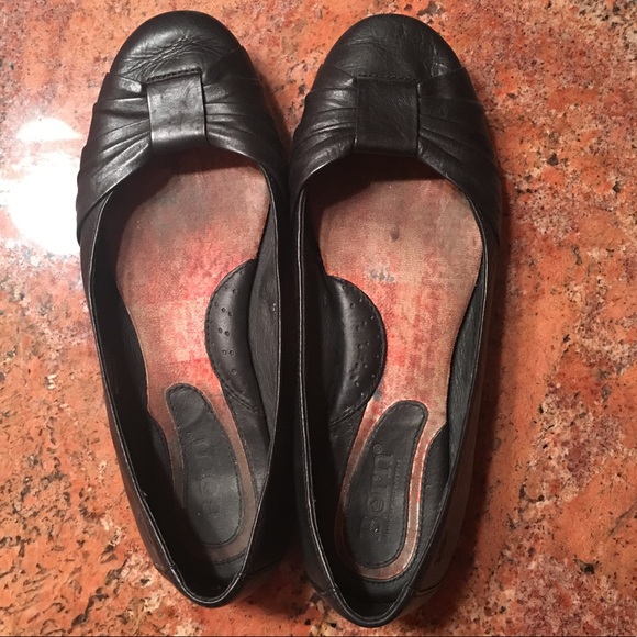 Børn Black Leather Flats - Picture 1 of 3