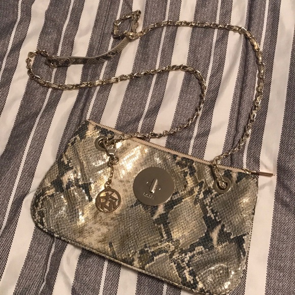 DKNY snake print metallic shiny gold purse - Picture 3 of 5