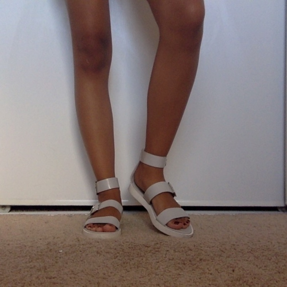 Faux Leather Buckled Platform Sandals