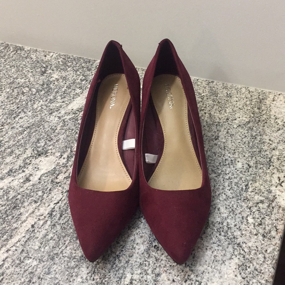 NWOT - Merona Burgundy Suede Heels