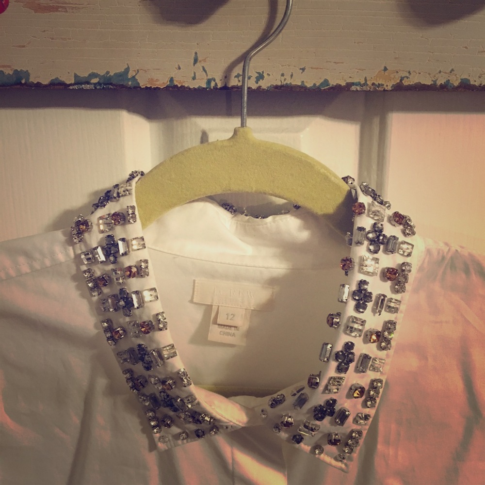 JCrew Embellished Collar Blouse