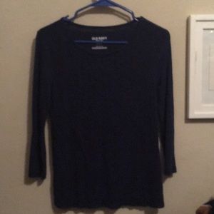 Deep blue long sleeve with floral lace embroidery