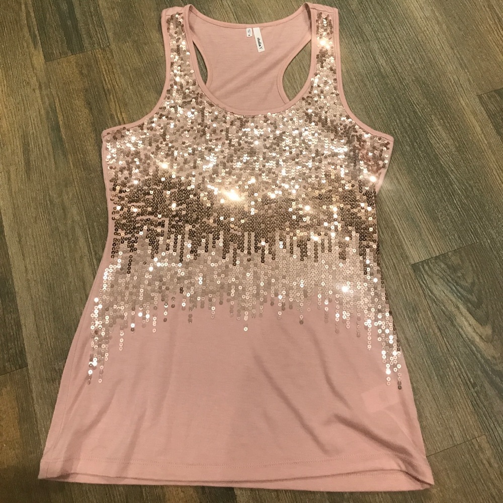Gold sequin tank top