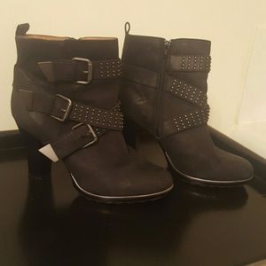 Sofft Black Buckles & Studs Leather Boots