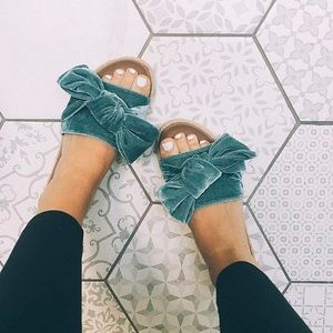 ZARA Velvet Bow Slide Sandals