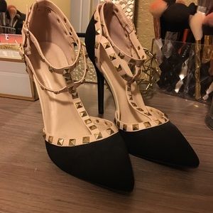 Black Suede Stud Pumps