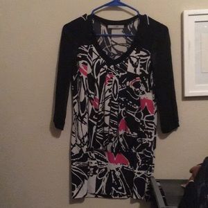 Vibrant black/pink/white dress