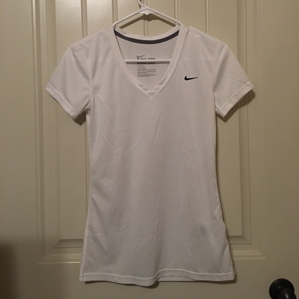 White Nike Dri-Fit V-Neck