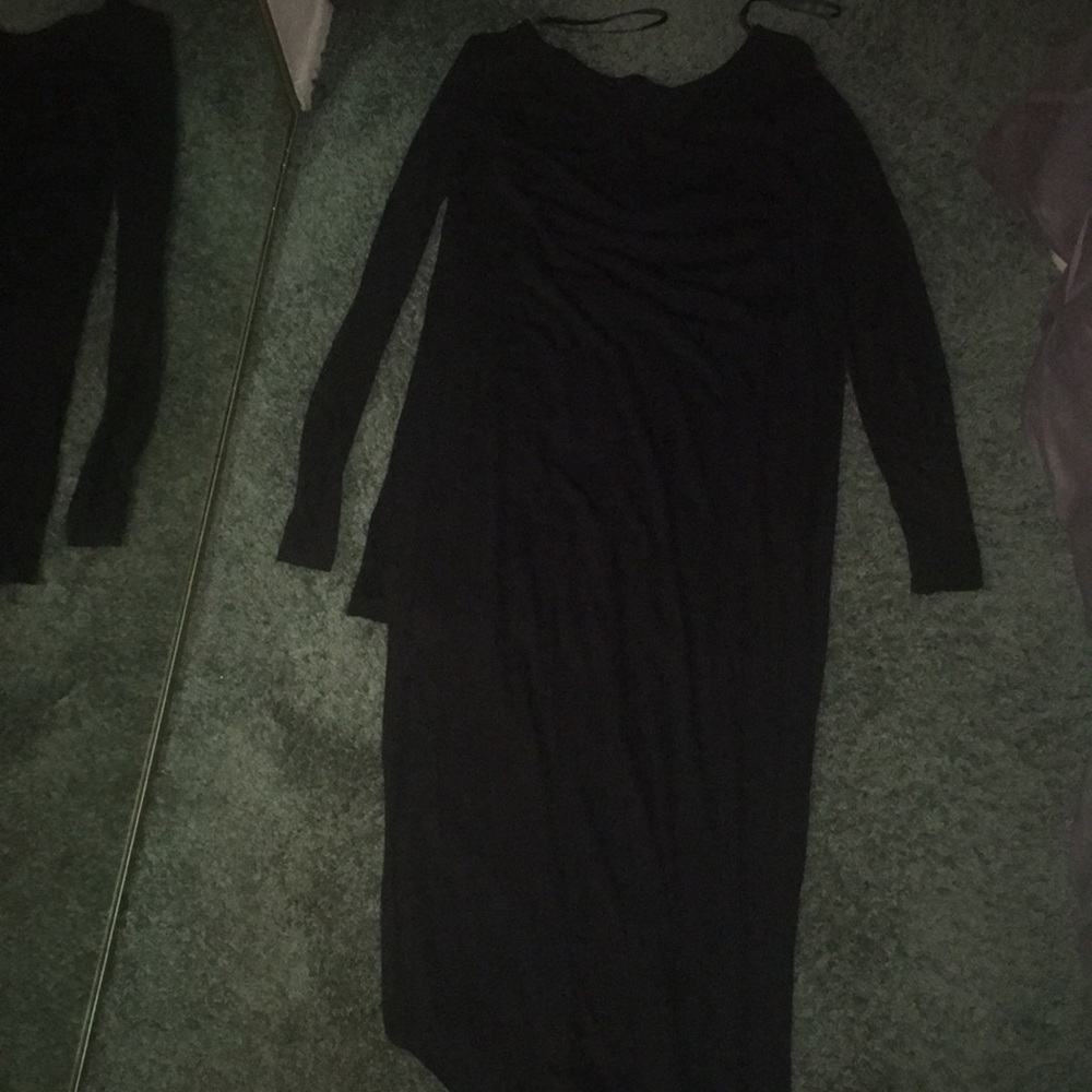 Long sleeve black dress with dual slit