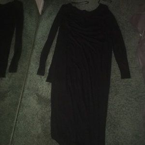 Long sleeve black dress with dual slit