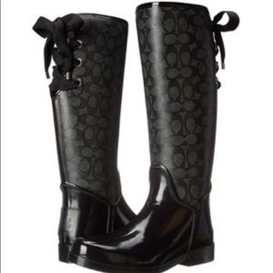 Coach Black Lace-up Rain Boots