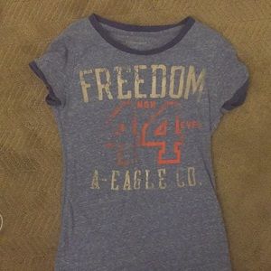 blue American eagle varsity shirt