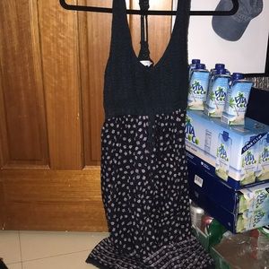 Navy, knit top floral dress