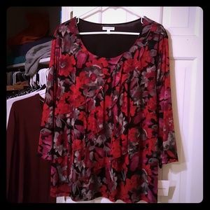 Croft & Barrow Multi-color Tiers 3/4 Sleeve Top