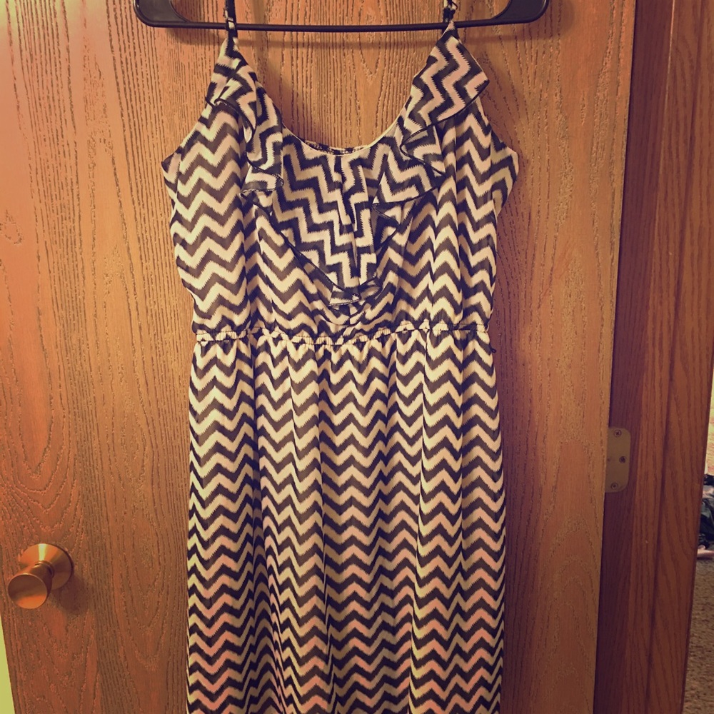 Black and white chevron dress