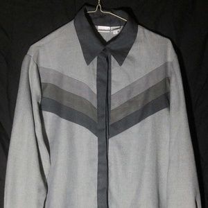 Together-Vintage-Button Up Gray Long Sleeve Shirt