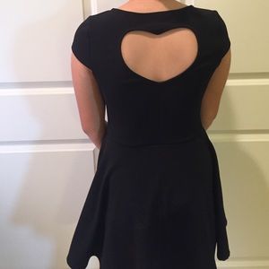 HEART CUT-OUT BLACK SKATER DRESS