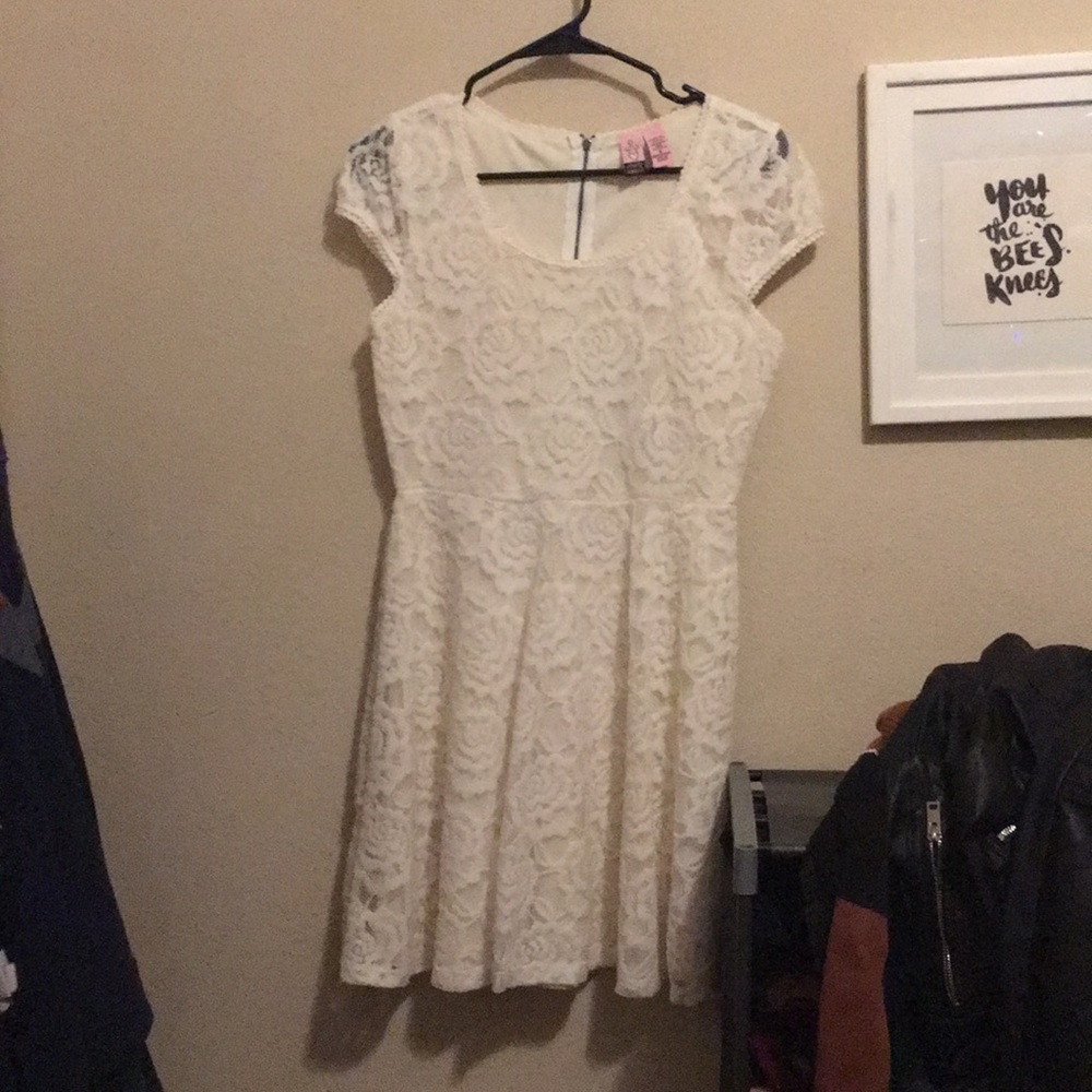 Floral lace white dress