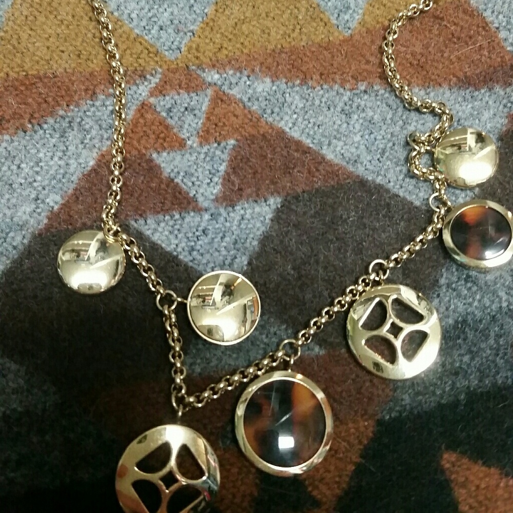 Fossil gold tone circle necklace
