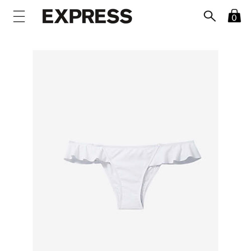Express white ruffle cheeky bikini bottoms