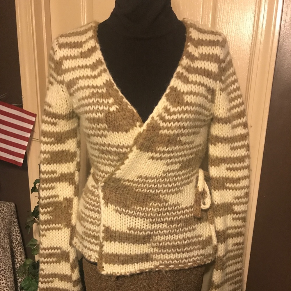  Lambs wool wrap sweater looks great with jeans!