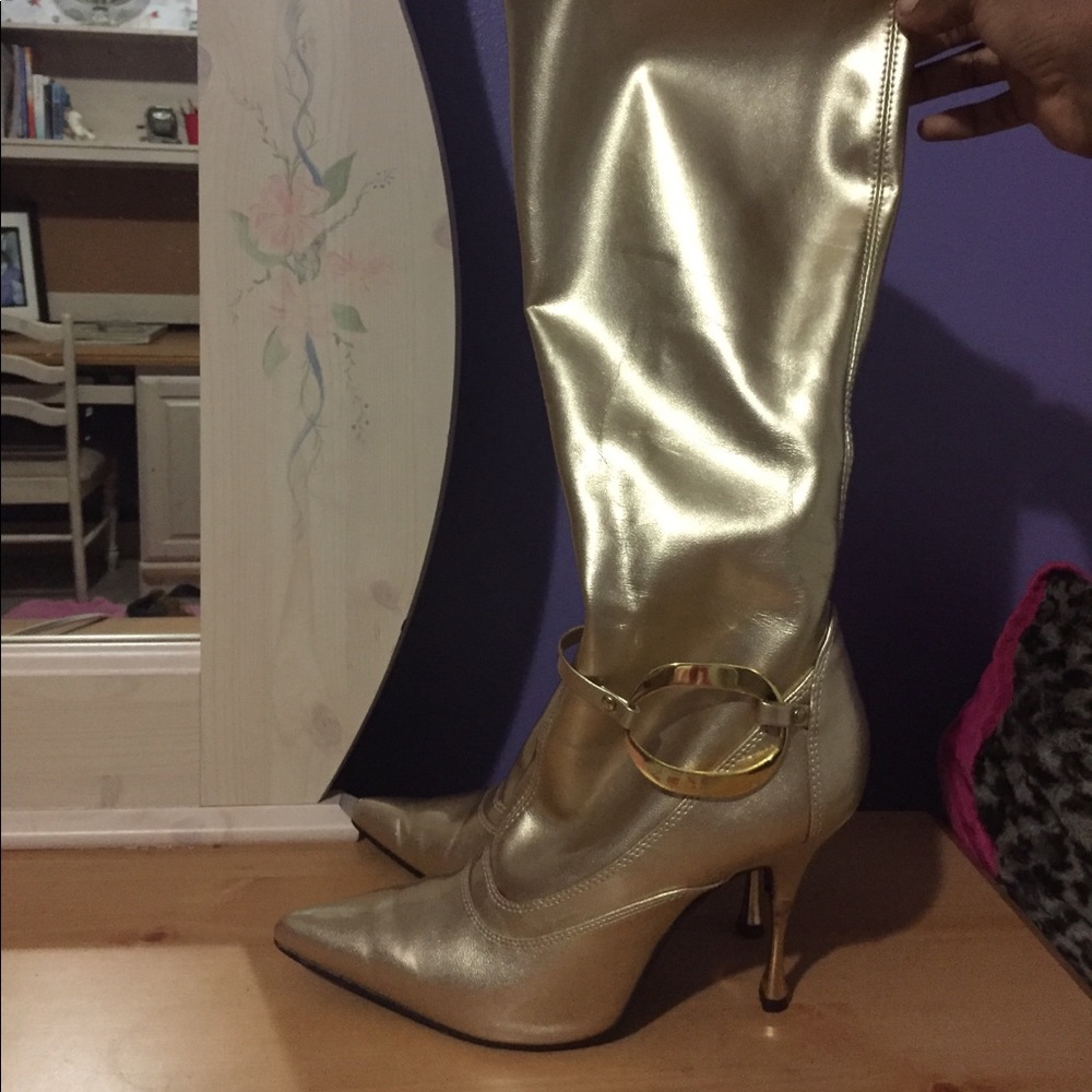 Gold calf boots!