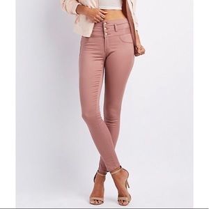 Rose Gold High Rise Skinny Jeans