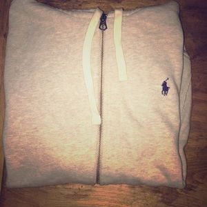 Gray polo zip up hoodie