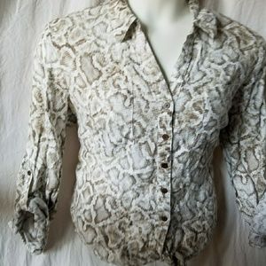 JM collection long sleeve blouse with print sz 16