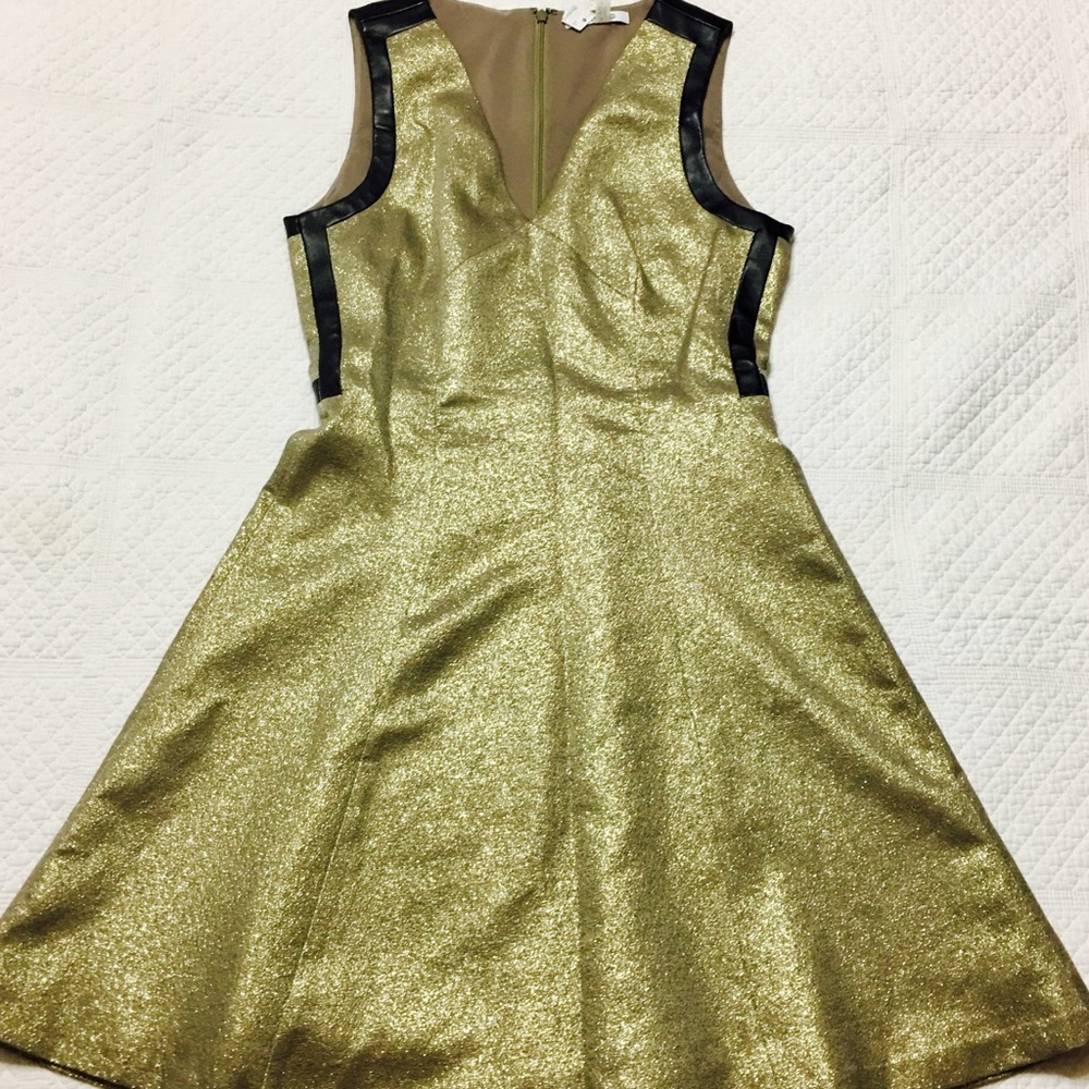 DKNYC Women's Gold Shimmer Ponte Dress