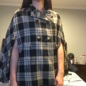 Kate Spade plaid cape with pockets