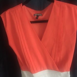Express XS color-block dress- Orange/beige NWOT