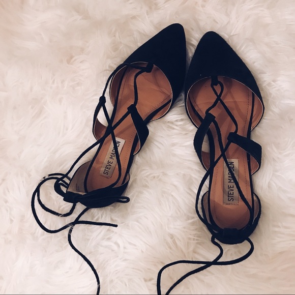 Steve Madden Shoes - Steve Madden Black Lace Up Flats