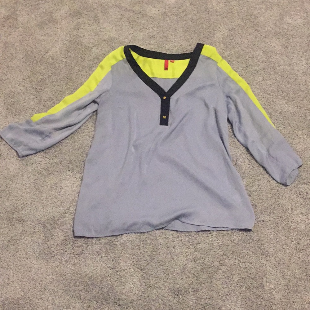 Lime and gray blouse