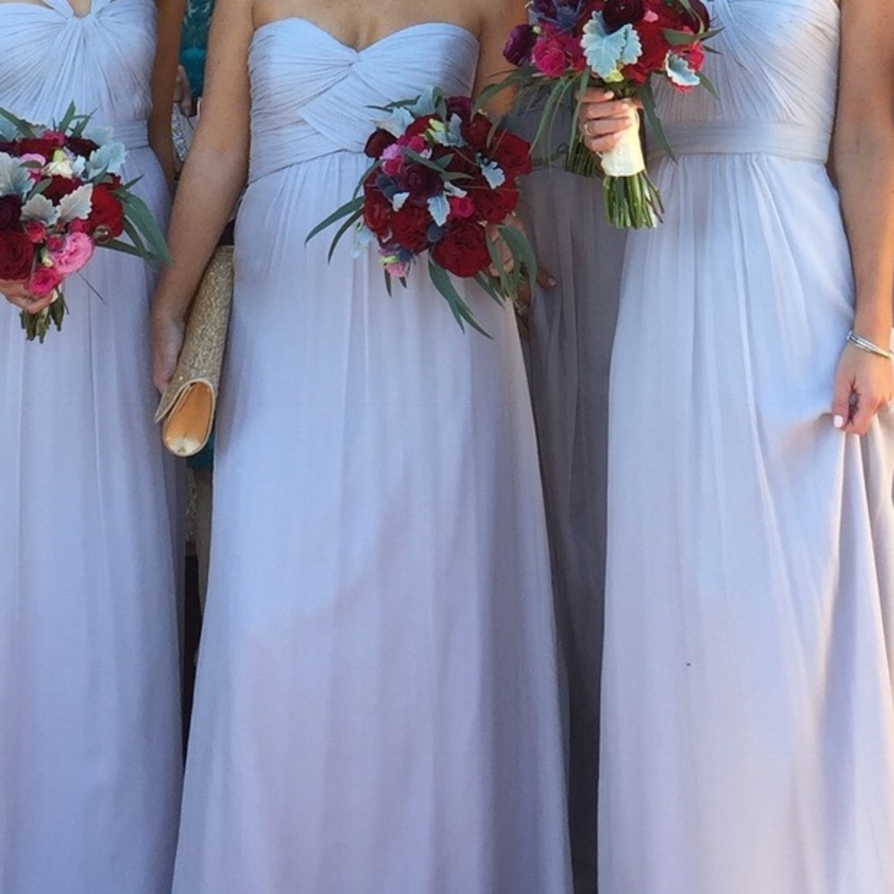 Amsale crinkle chiffon bridesmaid dress in Dove