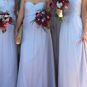 Amsale crinkle chiffon bridesmaid dress in Dove