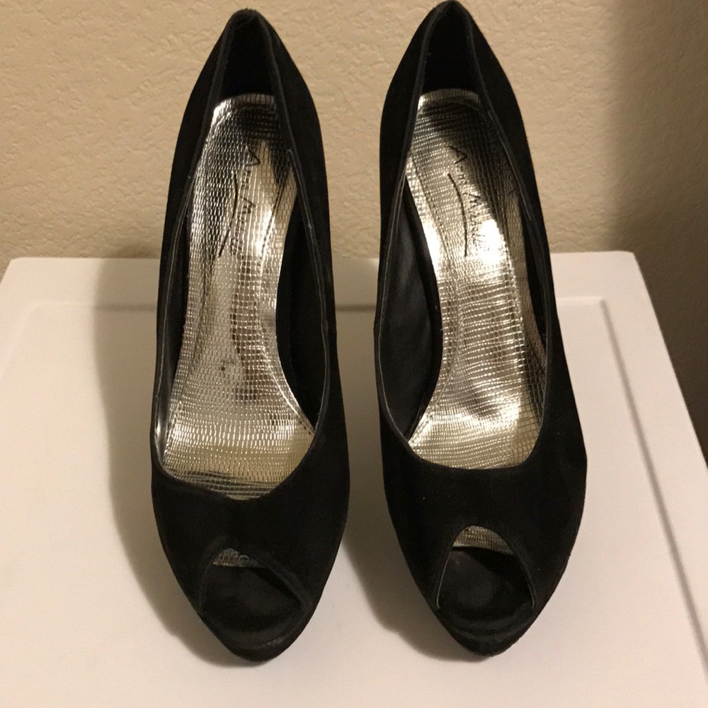 Peep toe black high heels