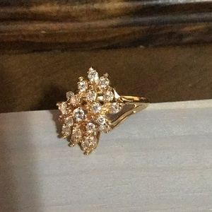 21 diamond cluster gold ring