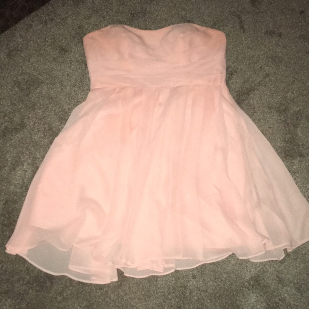 Short Strapless Crinkle Chiffon Dress