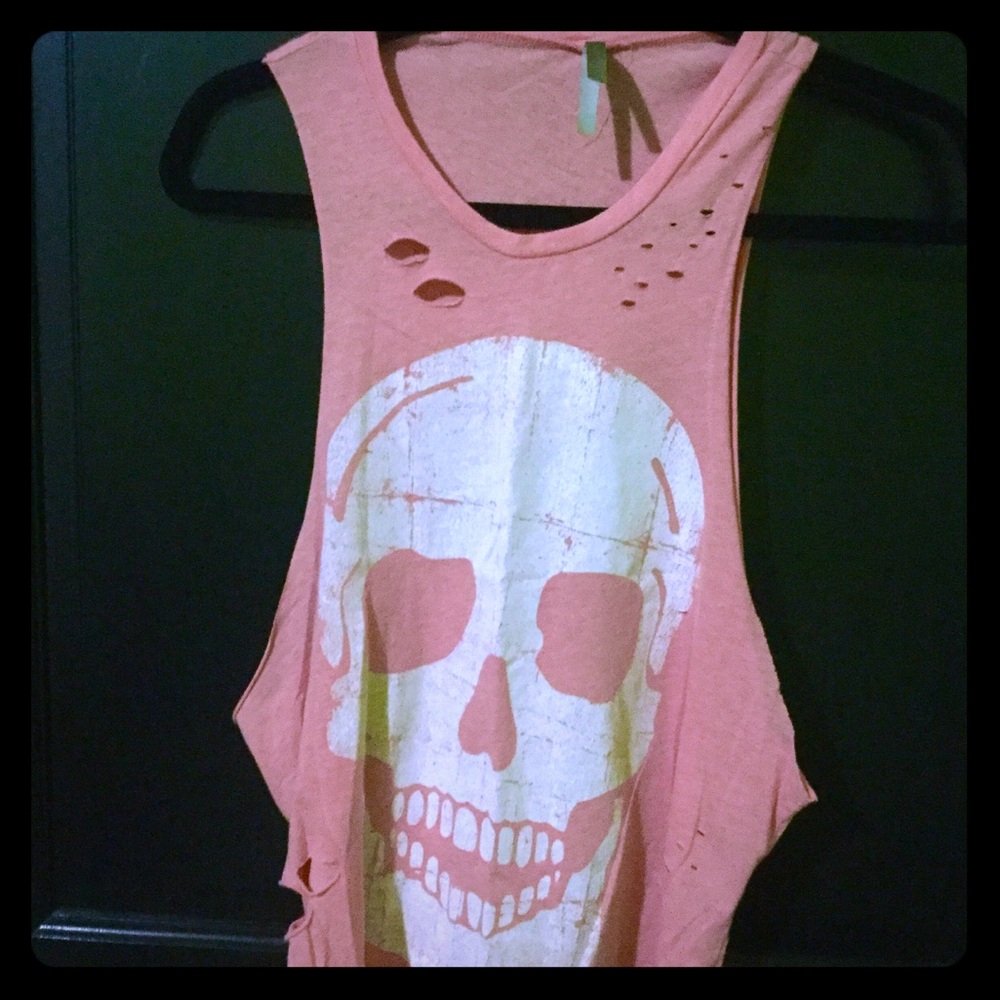 Coral skull cut out blouse