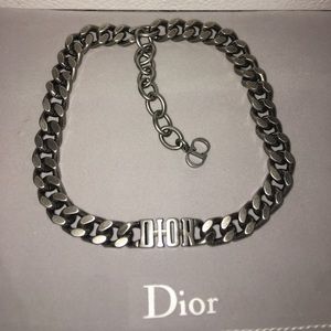 dior silver choker