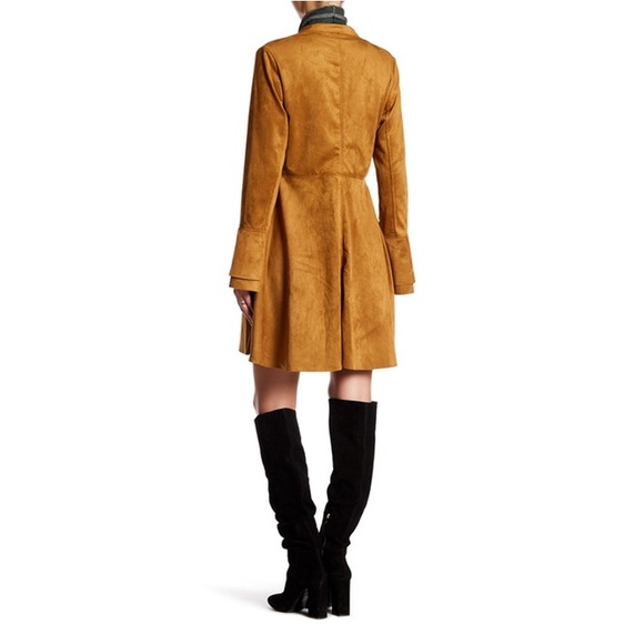New! Free People Drape Collar Faux Suede Jacket - Picture 3 of 4