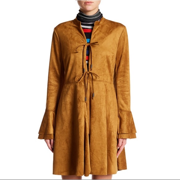 New! Free People Drape Collar Faux Suede Jacket - Picture 4 of 4