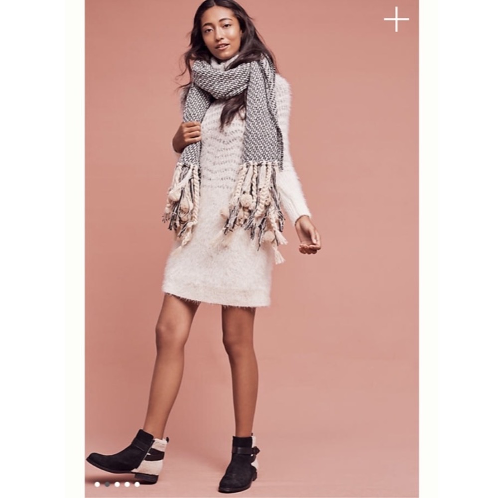 Anthro Sleeping on Snow Eyelash Sweater Dress